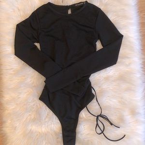 Open tie back long sleeve bodysuit